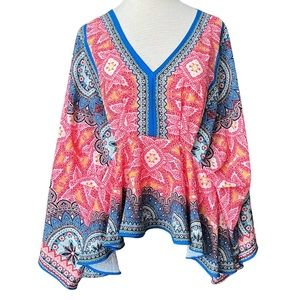 Flying Tomato Moroccan Drape V Neckline Bohemian Top Size M